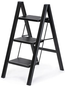 Scară pliabilă din oțel 4Home Steel, 3 trepte,negru