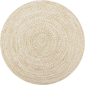 vidaXL Covor manual, alb și natural, 150 cm, iută