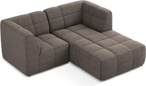 Colțar maro cu tapițerie din țesătură bouclé (cu colț pe partea dreaptă/cu șezlong) Aloha – Makamii