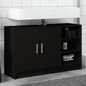 848123 vidaXL Dulap de chiuvetă, negru, 90x29x55 cm, lemn prelucrat