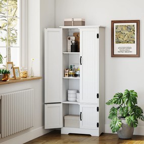 HOMCOM Bufet de bucătărie contemporan cu 2 dulapuri și 3 rafturi, MDF, plăci aglomerate, alb | Aosom Romania