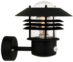 Nordlux - Aplică de exterior cu senzor VEJERS, 1xE27/60W/230V, IP54, negru