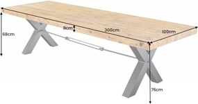 Masa design industrial Thor 300cm Pin maro vintage