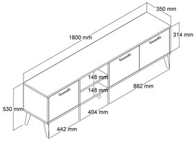 Consola TV Exxen Stejar 180x53x35 cm