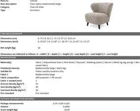 Fotoliu design elegant LUX Hydra, bej mademoiselle 116134 HZ