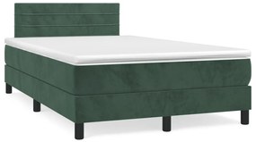 vidaXL Pat box spring cu saltea, verde închis, 120x190 cm, catifea