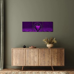 Tablou ci inima violetă (cu ceas) (90x30 cm)