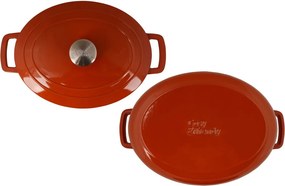 Oală fontă emailată ovală cu capac 6,0 L Ruginiu Fontestic Cosy &amp; Trendy 9335235