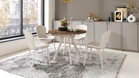 Mazzoni ALDO Nuc Elegant/picioare bej - MASĂ ROTUNDĂ EXTENSIBILĂ CU PICIOARE ÎN FORMĂ DE Y STIL LOFT PENTRU SALON/SUFRAGERIE