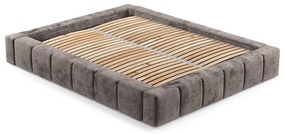 Pat matrimonial maro tapițat cu spațiu de depozitare cu somieră 160x200 cm Aruba L – Maison de Rêve