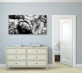 Tablou lumea florilor în design alb-negru