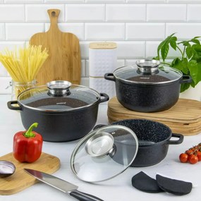 Set 3 oale cu capace 20/24/28 CM 2.3 /4.5/6.8 L Klausberg KB7359, antiaderente, inductie