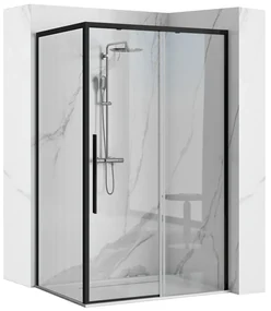 Cabina de dus patrata Rea Solar cu usa culisanta 90x90 negru mat