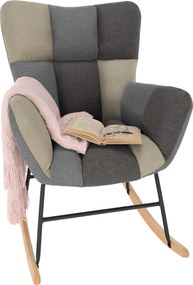 Scaun balansoar design, patchwork/gri/bej, KEMARO