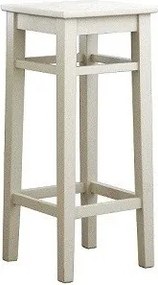 Scaun de bar alb French Country din lemn de pin, cu șezut pătrat și suport pentru picioare, 79 x 35 x 35 cm, „Oslo”