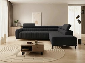 Coltar extensibil stofa catifelata GANDI 140, sezlong dreapta, maro in