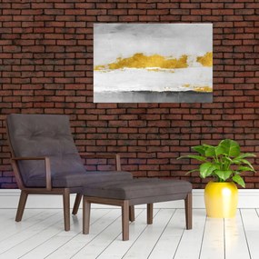 Tablou - Mișcări aurii și gri (90x60 cm)