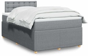 vidaXL Pat box spring cu saltea, gri deschis, 120x190 cm, textil