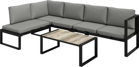 Outsunny Set Mobilier de Grădină Exterior Colțar 5 Persoane cu 2 Canapele, Scaun Fără Cotiere, Masă de Cafea, Gri Închis | Aosom Romania