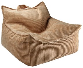 Fotoliu puf pentru copii maro cu tapițerie din catifea reiată Chair – Wigiwama
