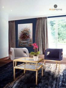 Fotoliu tapitat Morello gri/gold – H78 cm