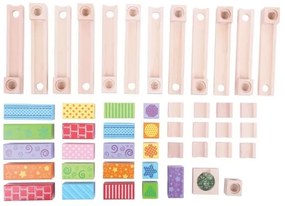 Pistă colorată din lemn pentru bile de sticlă Bigjigs Toys