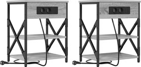 vidaXL Dulap de noapte 2 pcs Gri Sonoma 41 x 31 x 51 cm Lemn compozit