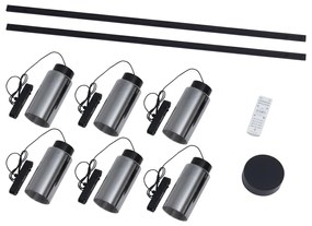 Sistem modern de iluminat pe șine cu 6 pendule negre monofazat - Magnetic Vance