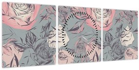 Tablou - Trandafir (cu ceas) (90x30 cm)