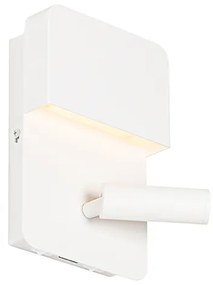 Aplică albă incluzând LED cu USB și lampă de citit cu întrerupător - Robin