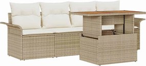 vidaXL Set de canapele pentru grădină 5 pcs Bej Rattan poli