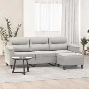 3153666 vidaXL Canapea cu 3 locuri și taburet, gri închis, 180 cm, microfibră