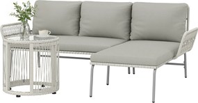 Outsunny Set mobilier de grădină din poliratan 3 piese, set lounge cu chaiselongue canapea pentru două persoane masă cu sticlă perne detașabile | Aosom Romania