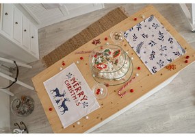 Suporturi de farfurii cu model de Crăciun 2 buc 45x35 cm Merry Blue Christmas - Butter Kings