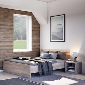 Pat dublu Miami fără cadru de pat 140x200 cm stejar Sonoma-stejar York