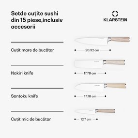 Set cuțite sushi Shibui | 15 piese | 4 cuțite cu accesorii practice