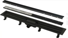 Set rigola pentru dus cu capac Alca APZ19 Black Simple 55 cm