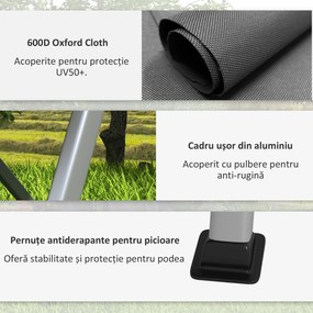 Outsunny Scaun de camping portabil cu spătar reglabil pe 4 nivele