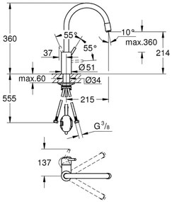 GROHE 32663003 - Baterie pentru chiuvetă CONCETTO 360 mm crom lucios