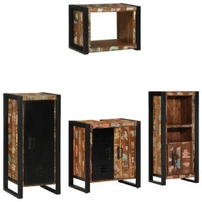 vidaXL Set de mobilier pentru baie cu raft 4 pcs Lemn recuperat solid