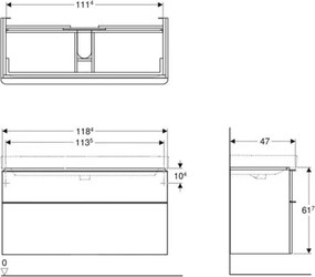 Geberit 500.355.00.1 - Dulap sub lavoar Smyle Square, 61,7 x 118,4 cm, alb