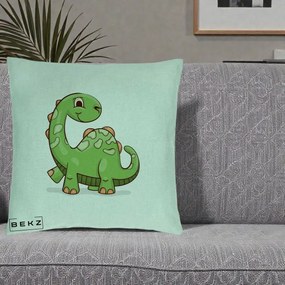 Perna Decorativa Brontosaur Verde Simpatic, 40x40 cm, Verde Menta, Husa Detasabila, Perna Inclusa, BEKZ®