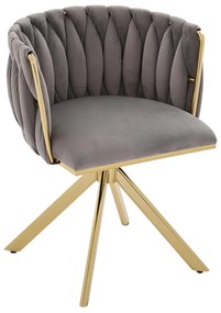 Set de 2 scaune pivotante din catifea, Gri | Aosom Romania