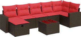 vidaXL Set canapele de grădină cu perne, 8 piese, maro, poliratan