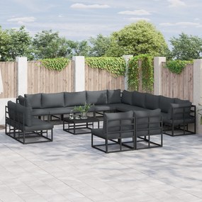 vidaXL Set de canapele pentru grădină 13 pcs Negru 353 x 353 x 71 cm