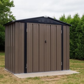 Depozit grădină pentru scule din tablă, maro / antracit, 2x1,3 m, RADOL