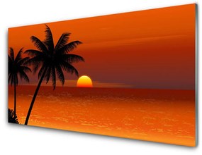 Tablouri acrilice Sea Palm Sun Peisaj Galben Negru