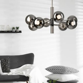 Lustră pe tijă ROLLO 8xE14/5W/230V crom mat/fumuriu