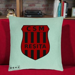 Perna Personalizata CSM Resita Fotbal, 40x40 cm, Verde Menta, Husa Detasabila, Perna Inclusa, BEKZ®