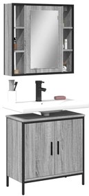 vidaXL Set mobilier de baie, 2 piese, gri sonoma, lemn prelucrat
